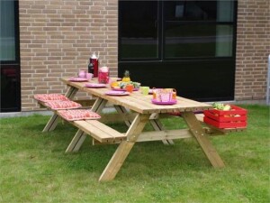 PLUS Gartenmöbel Sitzgruppe 300 cm klappbar druckimprägniert Holz