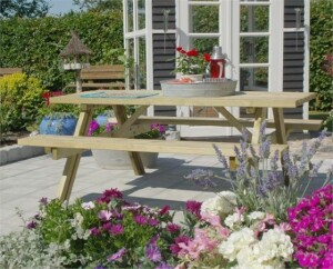 PLUS Gartenmöbel Sitzgruppe 177 cm druckimprägniert Holz klappbar