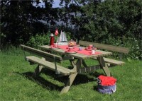 PLUS Gartenmöbel Sitzgruppe 177 cm klappbar mit 2 Rückenlehnen druckimprägniert Holz