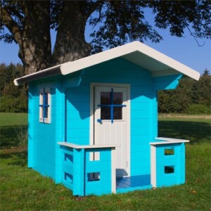 PLUS Spielhaus 134 x 134 cm mit 58 cm Terrasse Holz Natur...