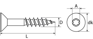 SWG Spanplattenschraube TX25 Senkkopf Edelstahl A2 5 x 60 mm 75 Stück
