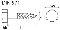 SWG Holzschraube Sechskantkopf Edelstahl A2 DIN 571 10 x 70 mm 20 Stück