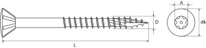 SWG Terrassenschrauben ttap Senkkopf Edelstahl A2 thermisch gebräunt 5,5 x 60 mm mit Bit 500 Stück