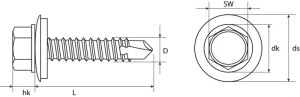 SWG Bohrschraube 4,8 x 25 mm verzinkt Graphitschwarz RAL 9011 Sechskantkopf 100 Stück