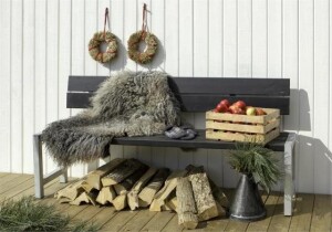 PLUS Gartenbank 176cm mit Rückenlehne Schwarz – robust & modern