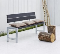 PLUS Gartenbank 176cm mit Rückenlehne Schwarz – robust & modern