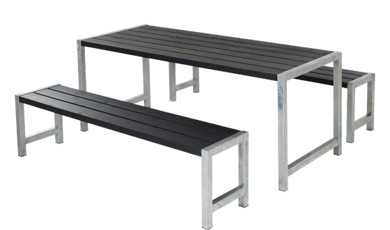 Gartensitzgruppe aus Holz 186cm schwarz druckimprägniert Gartenmöbel Set