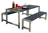 Gartensitzgruppe aus Holz 186cm schwarz druckimprägniert Gartenmöbel Set