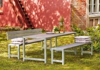PLUS Gartenbank 176cm Graubraun – Plankenbank modern & robust