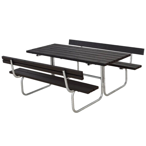 Gartensitzgruppe Classic 177cm mit 2 Rückenlehnen – schwarz, druckimprägniertes Holz