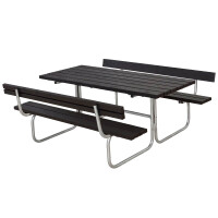 Gartensitzgruppe Classic 177cm mit 2 Rückenlehnen – schwarz, druckimprägniertes Holz