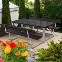 Gartensitzgruppe Classic 177cm mit 2 Rückenlehnen – schwarz, druckimprägniertes Holz
