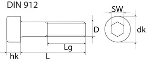 SWG Gewindeschraube M5 x 30 mm Zylinderkopf Edelstahl A2 Innensechskant DIN 912 50 Stück