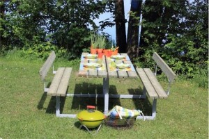 Gartenmöbel-Set Basic mit Rückenlehne 177cm Druckimprägniert aus Kiefernholz, FSC MIX70%