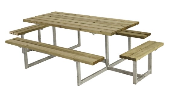 Gartenmöbel-Set Basic 260cm mit 2 Anbausätzen, Tisch-Bank-Kombination, druckimprägniertes Holz