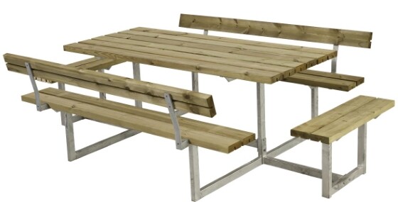 Gartenmöbel-Set Basic 260cm mit 2 Anbausätzen & 2 Rückenlehnen, Tisch-Bank-Kombination, druckimprägniert