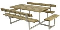 Gartenmöbel-Set Basic 260cm mit 2 Anbausätzen & 2 Rückenlehnen, Tisch-Bank-Kombination, druckimprägniert