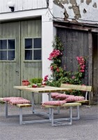 Gartenmöbel-Set Basic 260cm mit 2 Anbausätzen & 2 Rückenlehnen, Tisch-Bank-Kombination, druckimprägniert