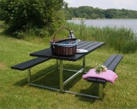 Gartenmöbel-Set Basic 177×160cm Schwarz mit Tisch-Bank-Kombination, FSC MIX70%