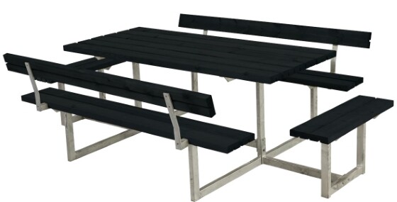 Gartenmöbel-Set Basic 260cm mit 2 Anbausätzen & 2 Rückenlehnen, schwarz