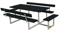 Gartenmöbel-Set Basic 260cm mit 2 Anbausätzen & 2 Rückenlehnen, schwarz
