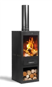 CookKing Stahl Terrassenofen Rosa | Schwarz | 40x40x150 cm