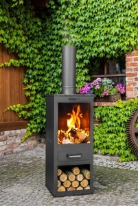CookKing Stahl Terrassenofen Rosa | Schwarz | 40x40x150 cm