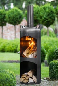 CookKing Stahl Terrassenofen Faro | Schwarz | 40x40x158 cm