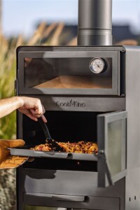 CookKing Stahl Terrassenofen Vento Plus | inkl. Pizzaofen | Schwarz | 50x50x150 cm
