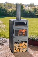 CookKing Stahl Terrassenofen Vento Plus | inkl. Pizzaofen | Schwarz | 50x50x150 cm