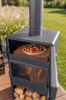CookKing Stahl Terrassenofen Vento Plus | inkl. Pizzaofen | Schwarz | 50x50x150 cm