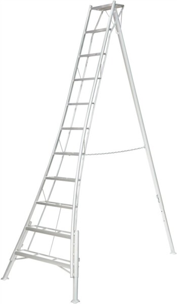 Niwaki Höhenverstellbare Gartenleiter Aluminium 3-Holm | Silber | 267,5x140x361 cm