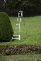 Niwaki Höhenverstellbare Gartenleiter Aluminium 3-Holm | Silber | 267,5x140x361 cm