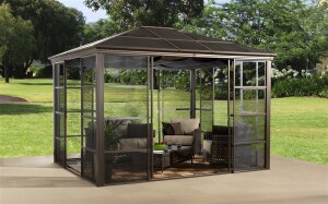 Sojag Pavillon Castel 1012 | Inkl. Sonnenschutz Bronze...