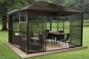 Sojag Pavillon Castel 1214 | Inkl. Sonnenschutz Bronze...