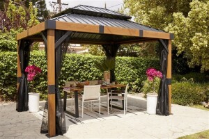 Sojag Pavillon Fontana 1012 | inkl. Moskitonetz Holzoptik...