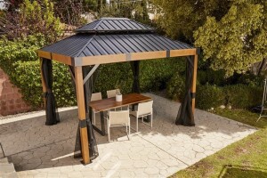 Sojag Pavillon Fontana 1012 | inkl. Moskitonetz Holzoptik...