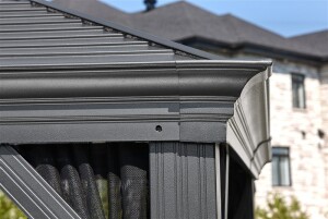 Sojag Pavillon Mykonos 1012 Basaltgrau 299x364x291cm - Premium Aluminium Pavillon mit HardTop