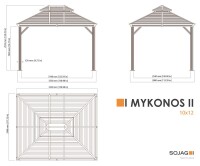Sojag Pavillon Mykonos 1012 Basaltgrau 299x364x291cm - Premium Aluminium Pavillon mit HardTop