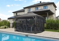 Sojag Pavillon Mykonos 1012 Basaltgrau 299x364x291cm - Premium Aluminium Pavillon mit HardTop