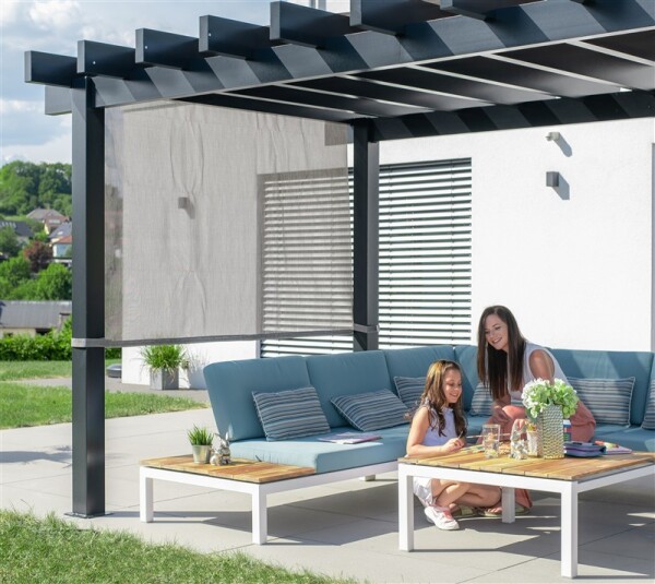 Sojag Pavillon Pergola Yamba 1016 Anthrazit 295x495x252,6cm - Aluminium Pergola mit Sonnensegel