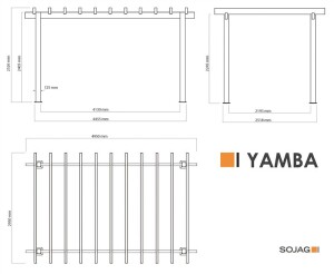 Sojag Pavillon Pergola Yamba 1016 Anthrazit 295x495x252,6cm - Aluminium Pergola mit Sonnensegel