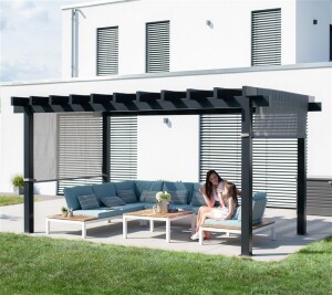 Sojag Pavillon Pergola Yamba 1016 Anthrazit 295x495x252,6cm - Aluminium Pergola mit Sonnensegel