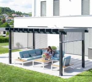 Sojag Pavillon Pergola Yamba 1016 Anthrazit 295x495x252,6cm - Aluminium Pergola mit Sonnensegel