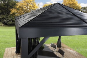 Sojag Pavillon South Beach 1212 Basaltgrau 364,3x364,3x310cm - Premium Aluminium Pavillon mit HardTop
