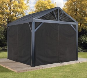 Sojag Pavillon South Beach 1212 Basaltgrau 364,3x364,3x310cm - Premium Aluminium Pavillon mit HardTop