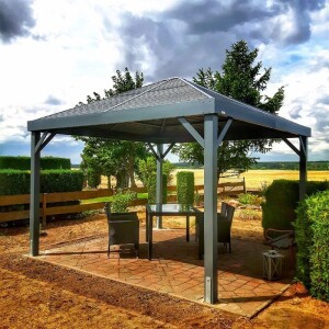 Sojag Pavillon South Beach 1212 Basaltgrau 364,3x364,3x310cm - Premium Aluminium Pavillon mit HardTop