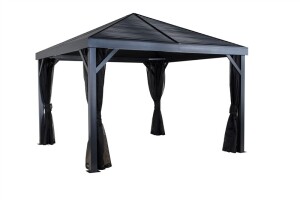 Sojag Pavillon South Beach 1212 Basaltgrau 364,3x364,3x310cm - Premium Aluminium Pavillon mit HardTop
