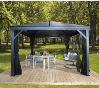Sojag Pavillon South Beach 1212 Basaltgrau 364,3x364,3x310cm - Premium Aluminium Pavillon mit HardTop