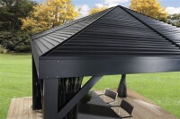 Sojag Pavillon South Beach 1212 Basaltgrau 364,3x364,3x310cm - Premium Aluminium Pavillon mit HardTop